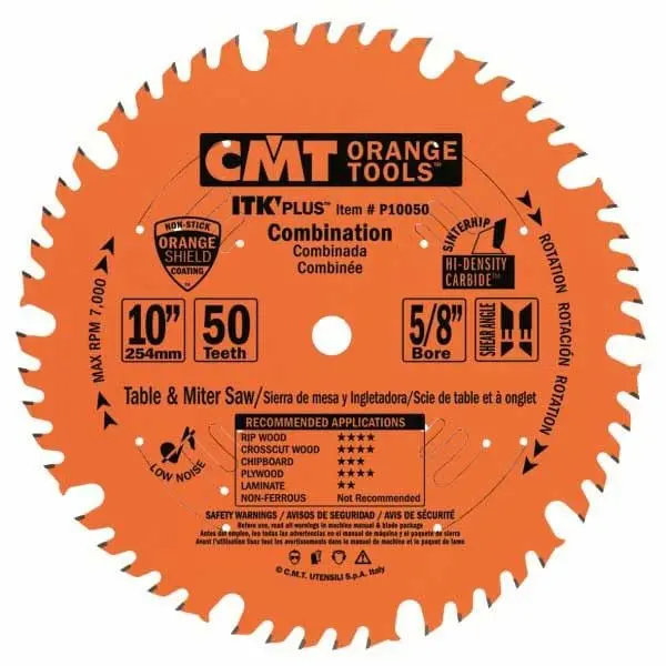 10-Inch 50-Tooth Combination Circular Saw Blade with 5/8-Inch Arbor