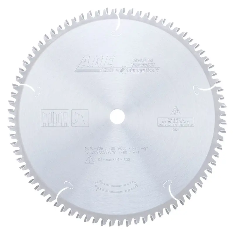 10-Inch 80-Tooth Heavy-Duty Miter Blade – 4+1 Alternate Top Bevel Design, 5/8-Inch Arbor