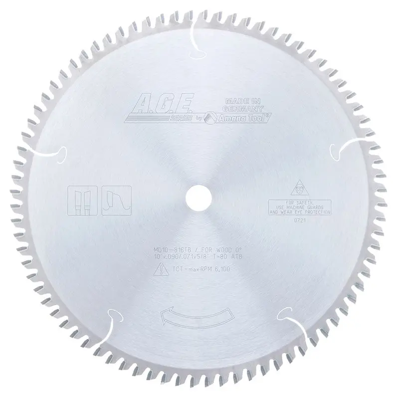 10-Inch 80-Tooth Thin-Kerf Miter Blade – ATB Grind, 5/8-Inch Arbor