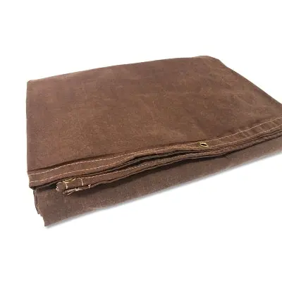 10′ × 12′ Water-Resistant Canvas Tarp – Brown, Reinforced Grommets