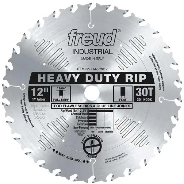 12-Inch Full-Kerf Heavy-Duty Rip Blade for Table Saws