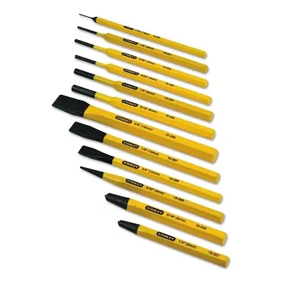 12-Piece Cold Chisel and Punch Set: 3 Chisels + 9 Precision Punches