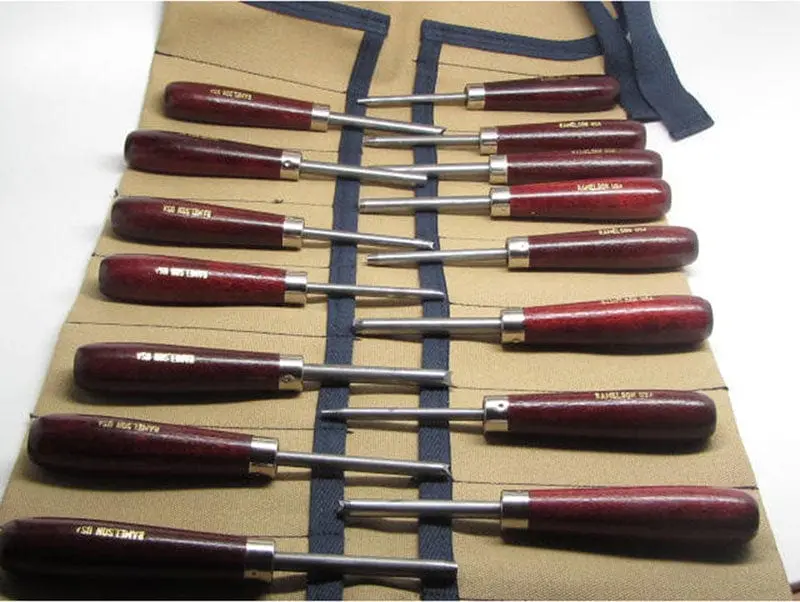 15-Piece Oval, Round, and Metric Carver Punch Set with Protective Tool Roll