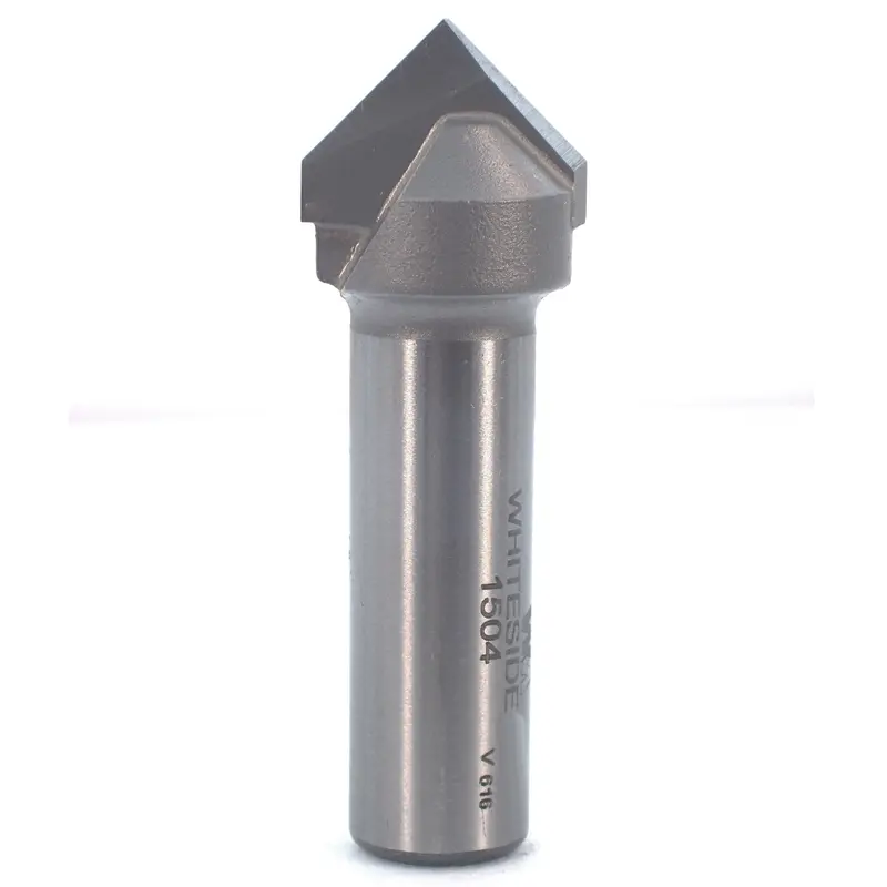 #1504 90° V-Groove Router Bit – 3/4″ Cutting Diameter, 3/8″ Pilot, 1/2″ Shank, 2-1/4″ Overall Length