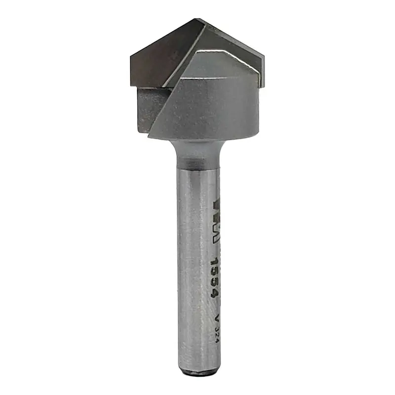 1554 120° V-Groove Router Bit – 3/4″ Cutting Depth, 7/32″ Profile, 1/4″ Shank