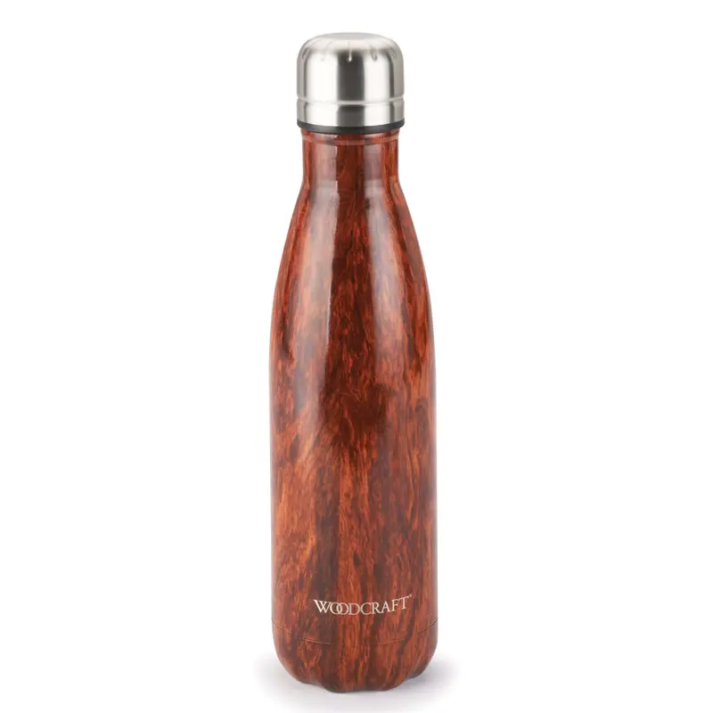 17 oz Woodgrain-Textured Insulated Water Bottle
