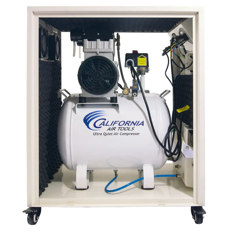 2-HP Oil-Free 10-Gallon Steel Air Compressor – Sound-Insulated Cabinet Design