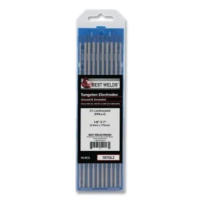 2% Thoriated Tungsten Electrodes – 1/8″ x 7″, Pack of 10