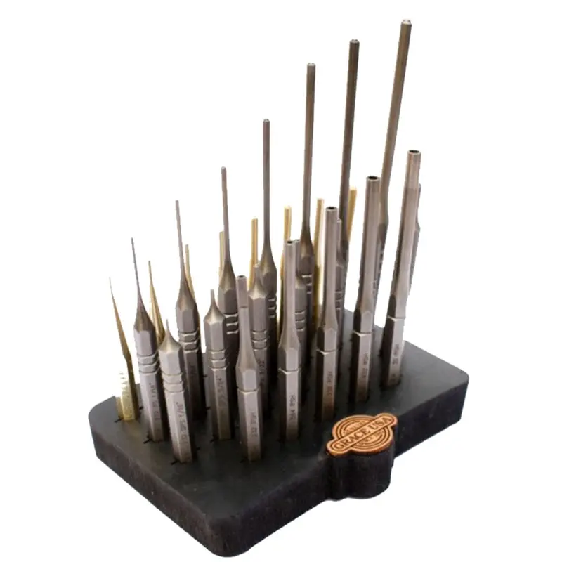 27-Piece Gunsmith Roll Pin & Spring Punch Set with Bench Block