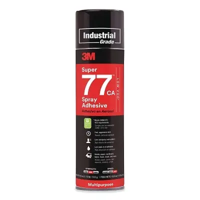 3M Super 77 Multi-Surface Spray Adhesive – 18 oz Low-VOC Can, Clear Formula with 1,1-Difluoroethane