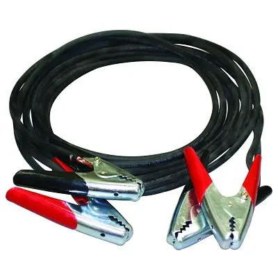 4 AWG Heavy-Duty Booster Cables – 20 ft, Red/Black Clamps, Black Insulated Cords