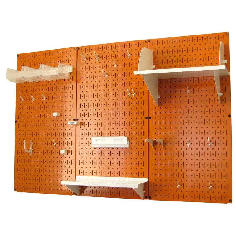 4-Foot Orange Metal Pegboard Kit – Standard Tool Storage with White Accessories