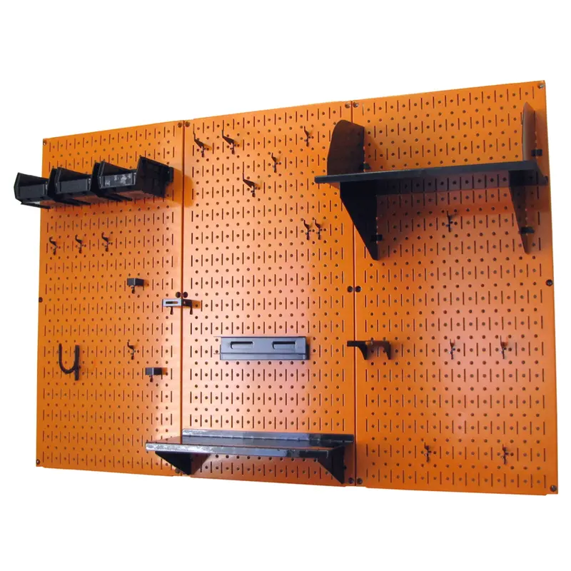 4-Foot Orange Metal Pegboard Tool Storage Kit with Black Accessories