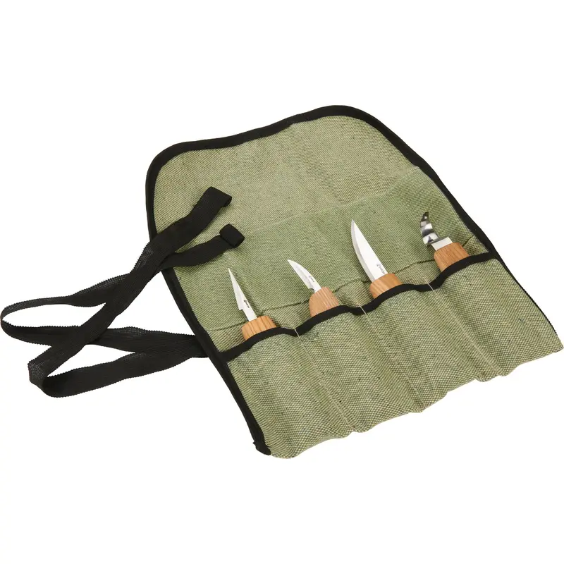 4-Piece Carving Knife Set with Protective Tool Roll