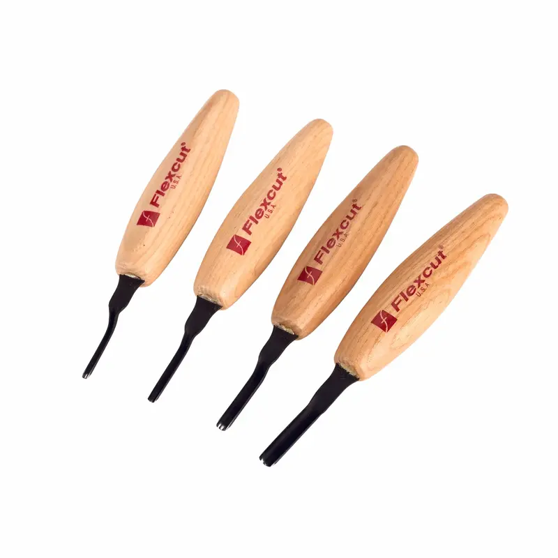 4-Piece Shallow U-Gouge Micro Carving Tool Set