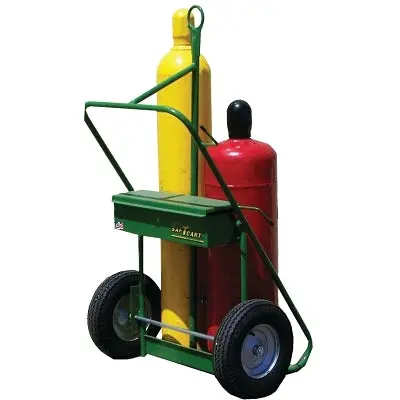 400 Series Dual-Cylinder Transport Cart – 9.5″–12.5″ Cylinder Capacity, 16″ Pneumatic Wheels, 62″ Height
