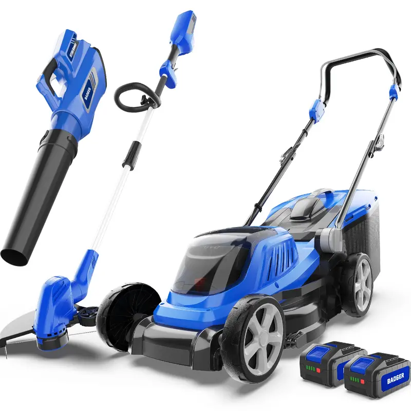40V Cordless String Trimmer, Leaf Blower, and 16-Inch Brushless Lawn Mower Bundle