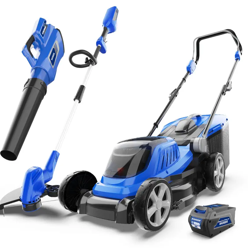 40V Cordless String Trimmer, Leaf Blower, and 18-Inch Brushless Lawn Mower Combo
