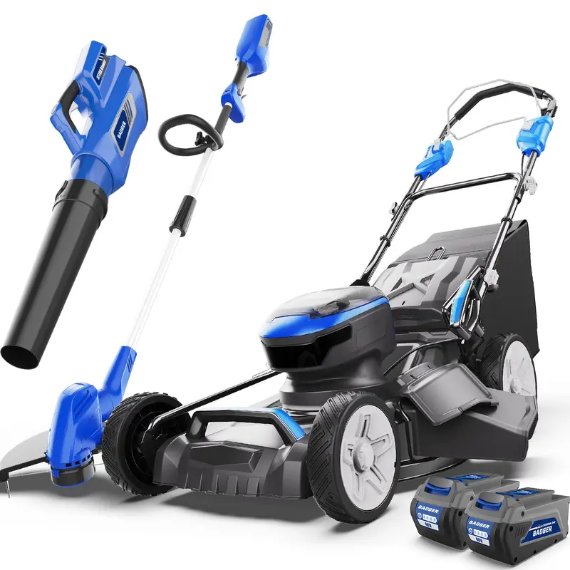 40V Cordless String Trimmer, Leaf Blower, and 21-Inch Self-Propelled Brushless Lawn Mower Kit