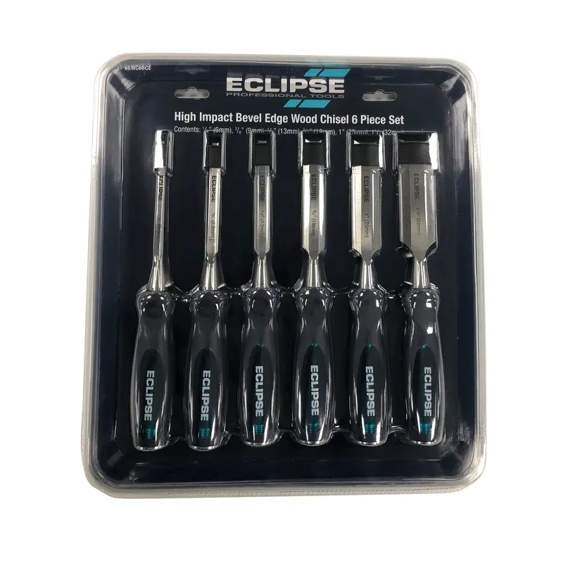 6-Piece High-Impact Through-Tang Chisel Set – Inch-Sized Blades