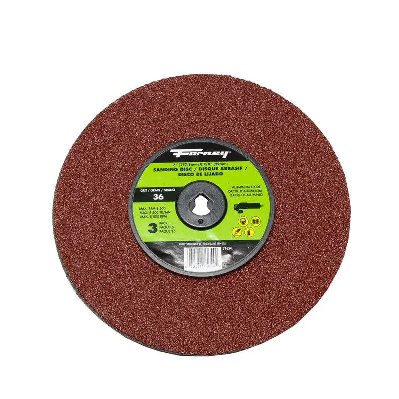 7″ Aluminum Oxide Resin Fiber Sanding Disc – 36 Grit, 7/8″ Arbor