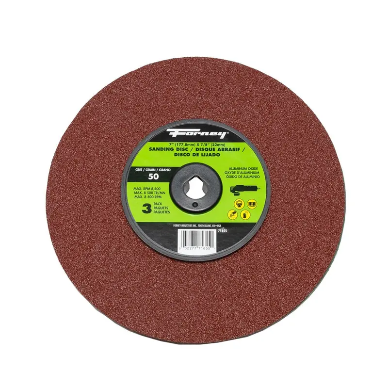 7″ Aluminum Oxide Resin Fiber Sanding Disc – 50 Grit, 7/8″ Arbor