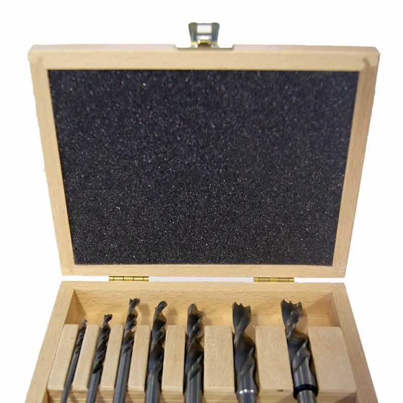 7-Piece Brad Point Drill Bit Set – Includes Wooden Storage Box