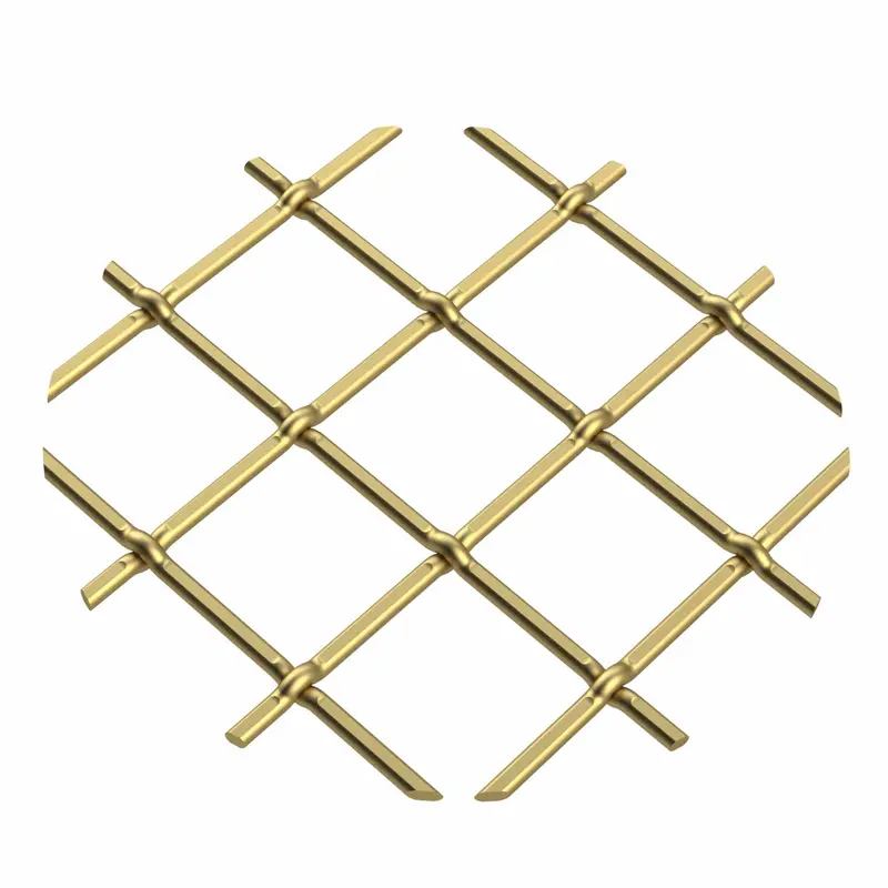 .75-Inch Multi-Crimp Single Diamond Grille in Satin Brass – 36″ W × 24″ L Sheet