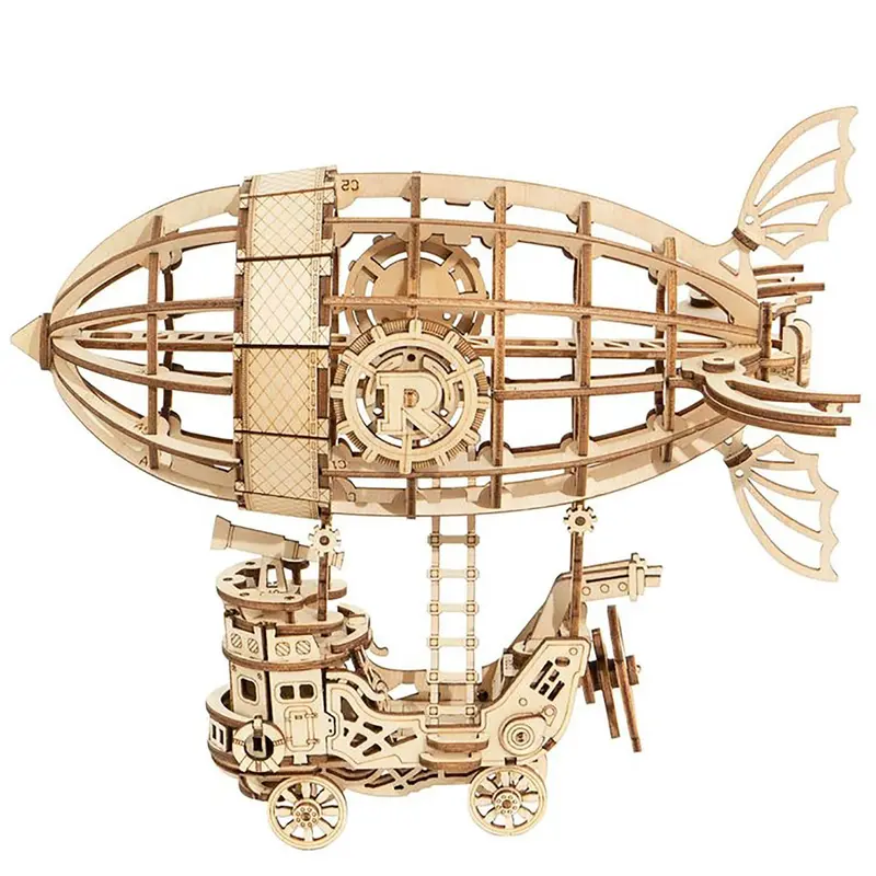 Airship-Themed 3D Wooden Puzzle Kit – Interlocking Assembly Model