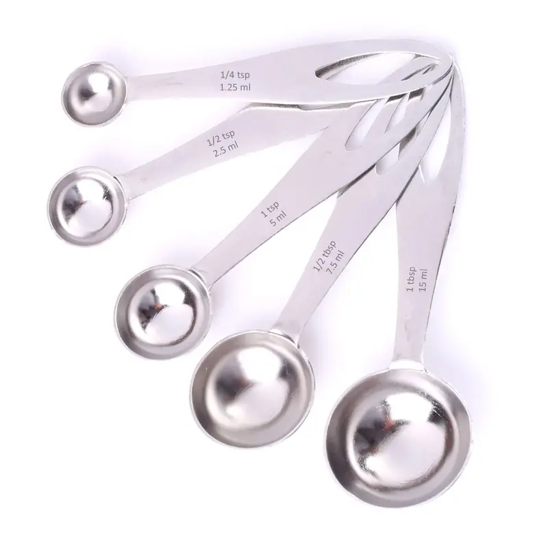 Ambrosia Stainless Steel Measuring Spoon Set – 5 Precise Volumes (1.25–15ml), Engraved & Dishwasher-Safe