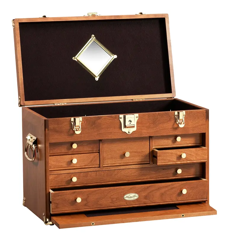 American Cherry Wood Tool Chest with Classic Design