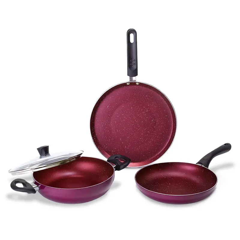 Bandhan 4-Piece Non-Stick Cookware Set – Fry Pan, Dosa Tawa, Kadhai with Lid, Induction & Gas Ready