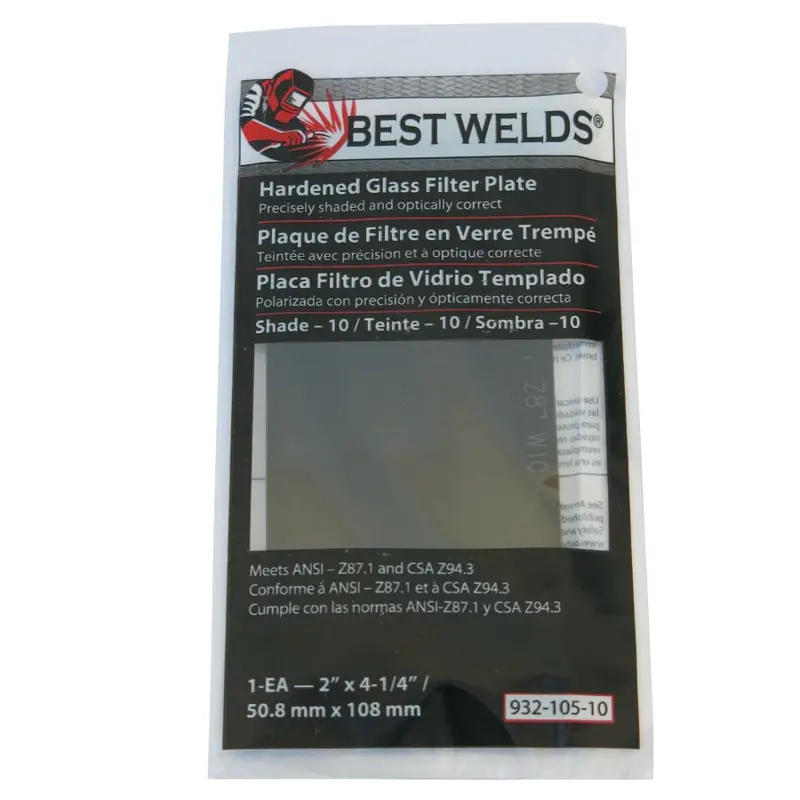 Best Welds Shade 14 Glass Filter Plate – 2″ × 4.25″ for Welding Helmets and Shields