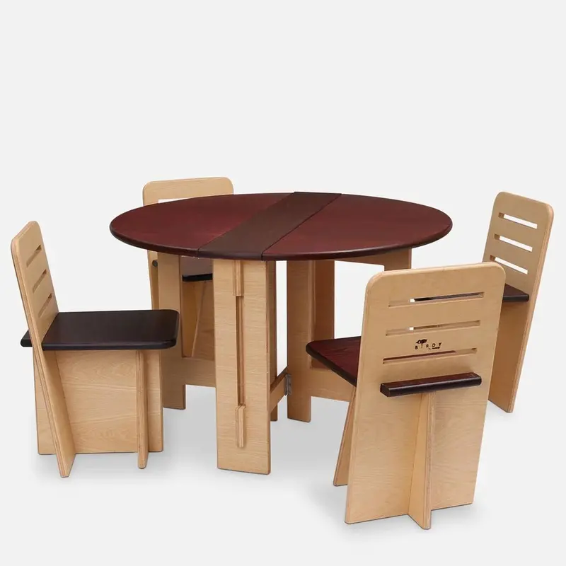 Birdy Dining Set – Rosewood-Finished Table with 4 Matching Chairs