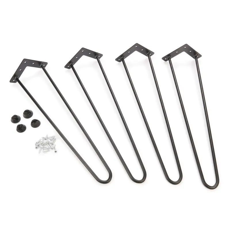 Black 20-Inch Hairpin Table Legs (Set of 4)