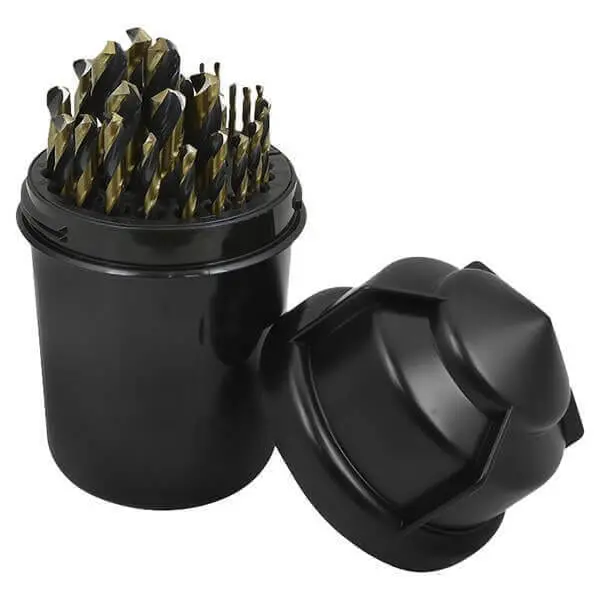 Black-and-Gold 29-Piece Drill Bit Set: 1/16″–1/2″, USA-Made, Includes Drill Buddy Organizer