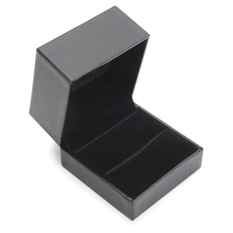 Black Felt-Lined Ring Display Box for Jewelry Presentation