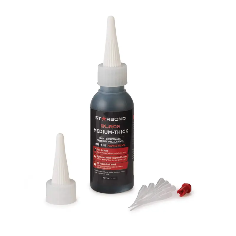 Black Medium-Viscosity CA Glue – KBL-500, 2 oz