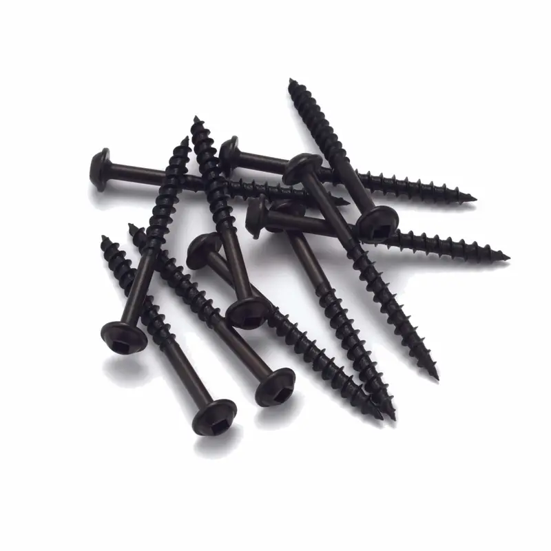 Black Oxide Round Washer Head Screws – Square Drive (100-Pack)
