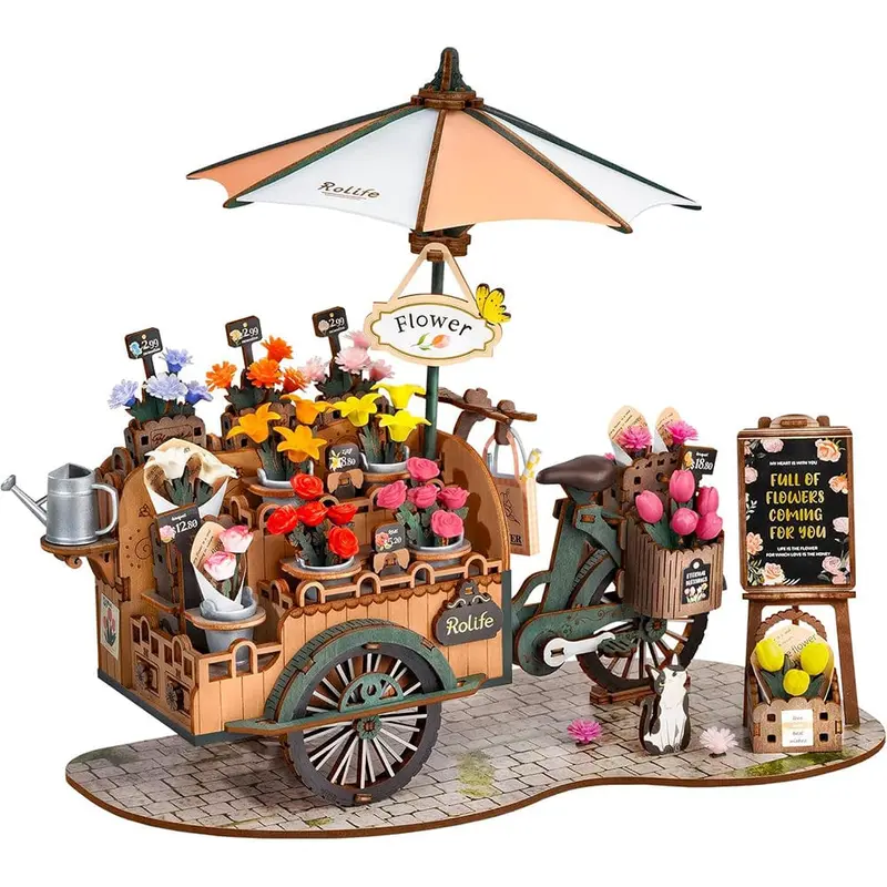 Blossom Cart 3D Laser-Cut Wooden Puzzle Kit
