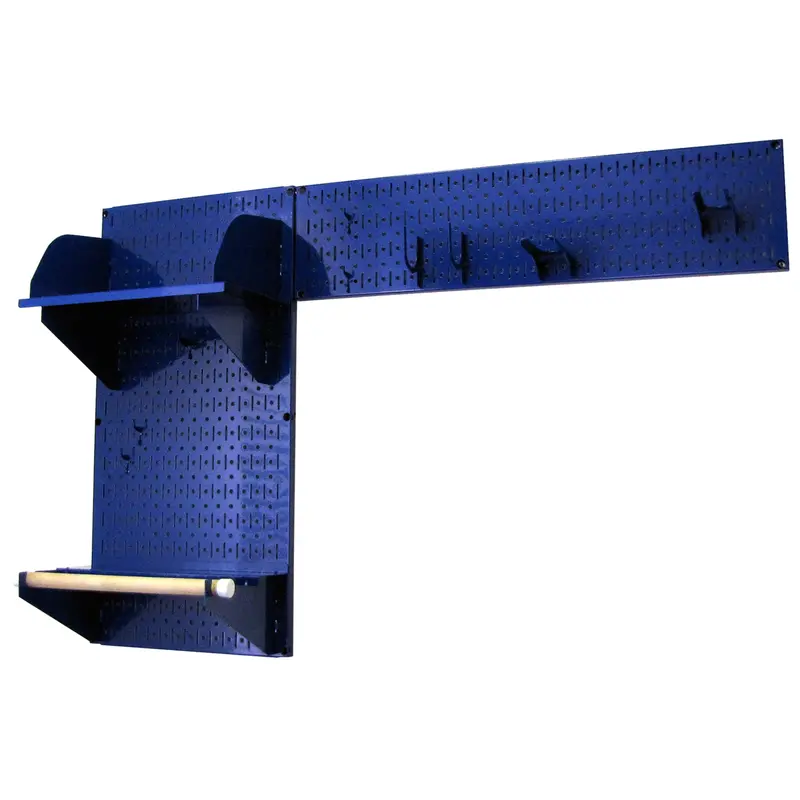 Blue Pegboard Garden Tool Organizer Kit with Matching Blue Accessories