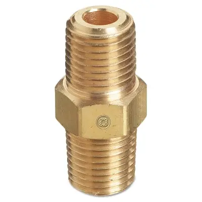 Brass 1/4-Inch NPT Hex Nipple — 3000 PSI Pressure Rating