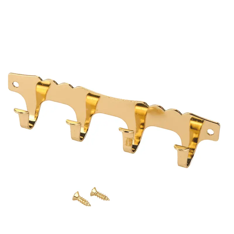 Brass-Plated 4-Hook Wall-Mounted Hook Strip