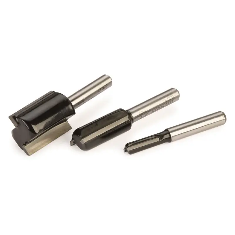 Carbide-Tipped Straight Router Bit Collection – 3-Piece Professional Set