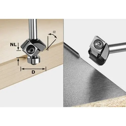 Chamfer Router Bit – 12×12 mm Carbide-Tipped, 27 mm Diameter