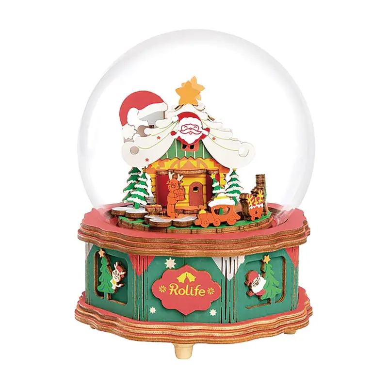 Christmas Town Animated Music Box 3D Wooden Model Kit