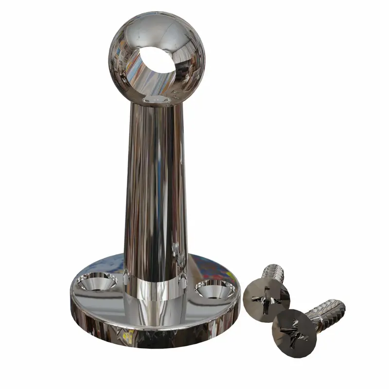 Chrome Gallery Rail Center Component – 0.906 Inch Base, 0.512 Inch Head