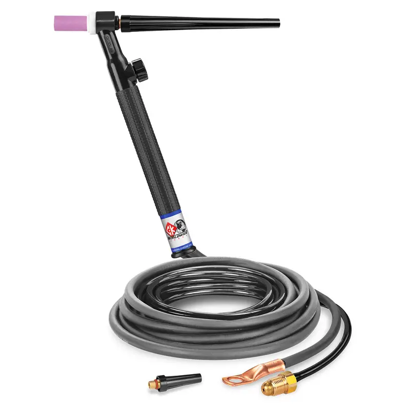 CK Worldwide CK1325VN RG 130A Gas-Cooled TIG Torch – Rigid Head with Valve, 25-Foot Cable