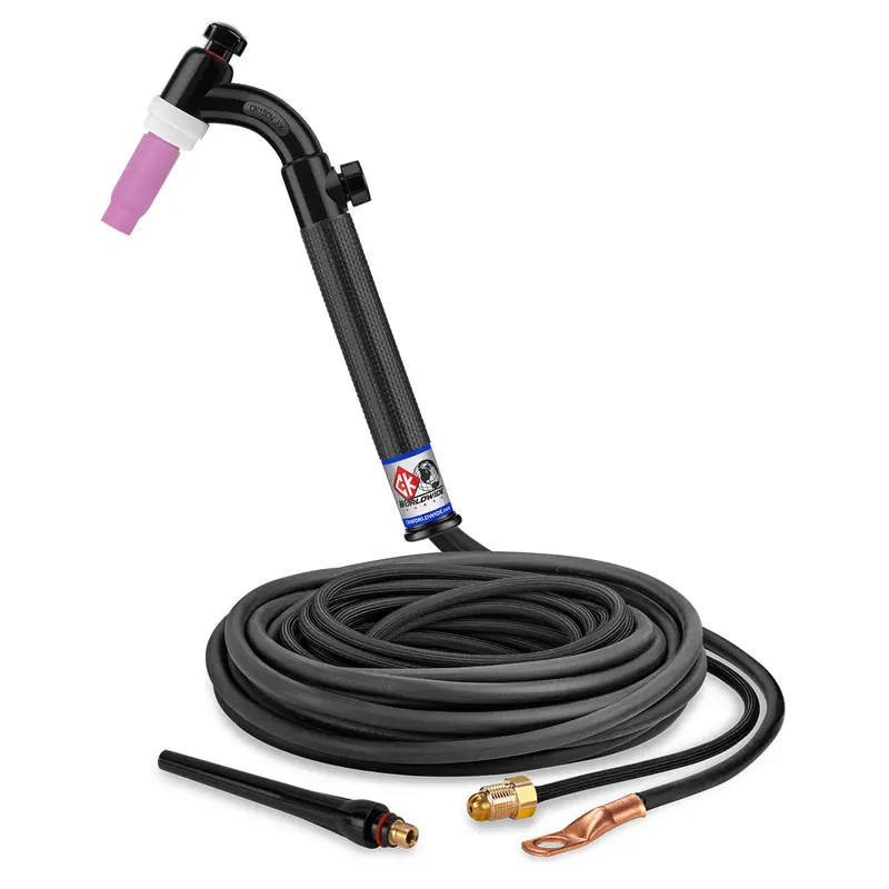 CK Worldwide CK1512VNSF FX 150A Gas-Cooled TIG Torch – Flexible Head & Valve, 12.5 ft Superflex Cable