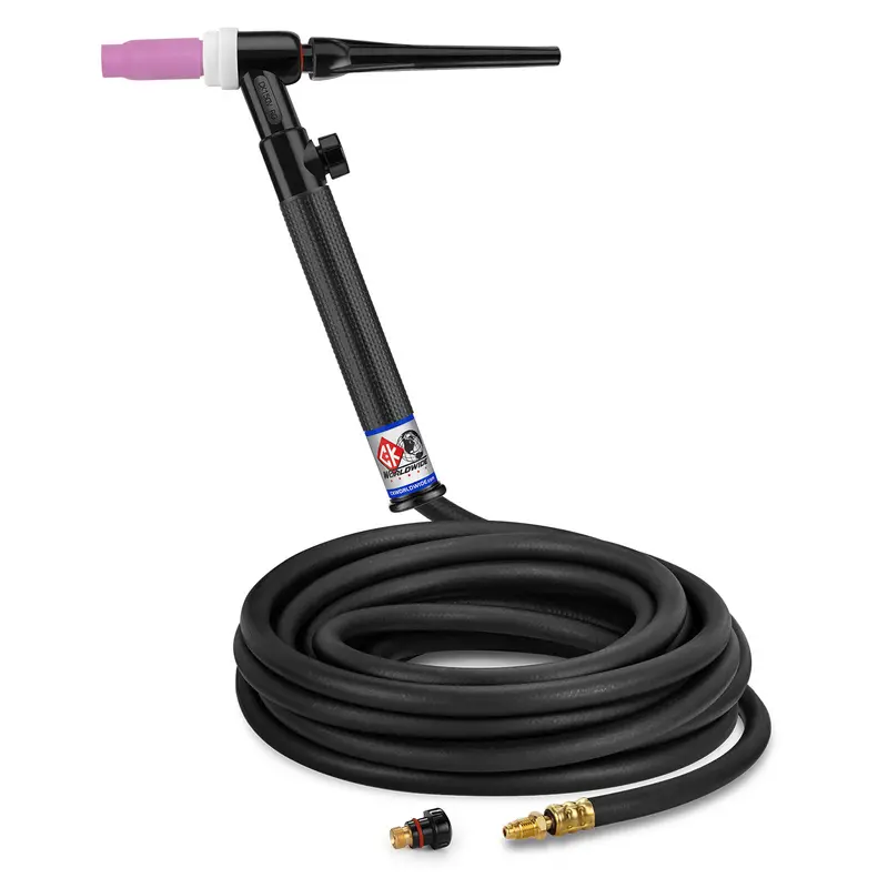 CK Worldwide CK1525VH RG 150A Gas-Cooled TIG Torch – Rigid Head with Flow Control Valve, 25 ft Standard Cable